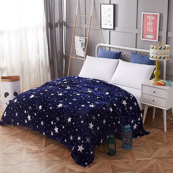 

bright stars bedspread blanket 200x230cm high density super soft flannel blankets to on for the sofa/bed/car portable plaids