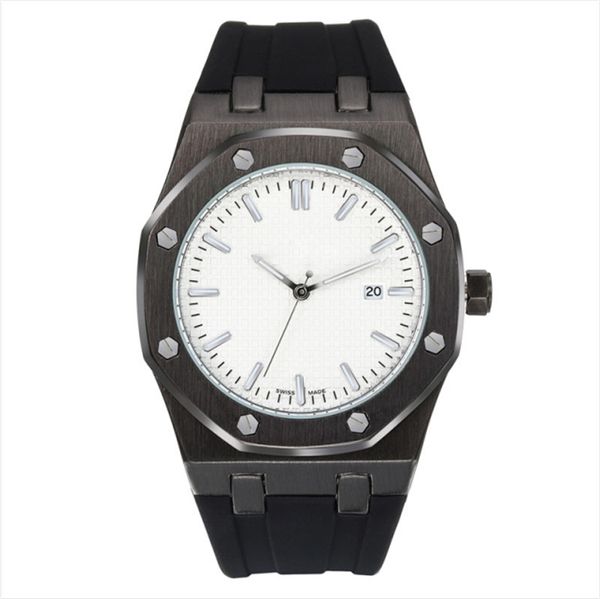 

fashion mens womens luxe watches 41mm rubber strap sapphire stainless steel quartz movement male watch casual sport wristwatches 14, Slivery;brown