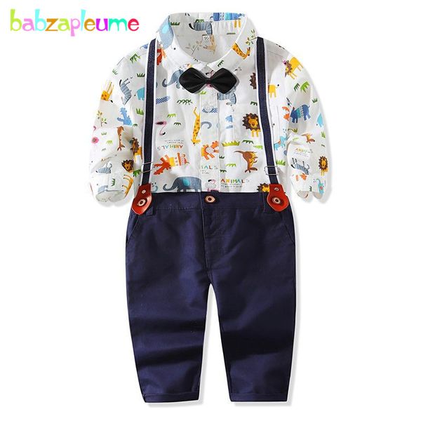 

2020 new kids spring outfit baby boys clothes fashion cartoon print long sleeve cotton shirt+pants newborn clothing set bc1643-1, White