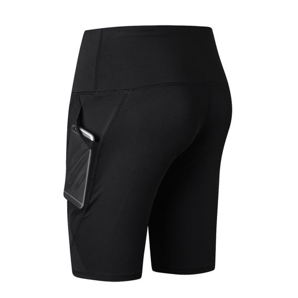 

wholesale-pocket running training sports quick-drying tight-fitting stretch fitness shorts women high waist, Black;blue
