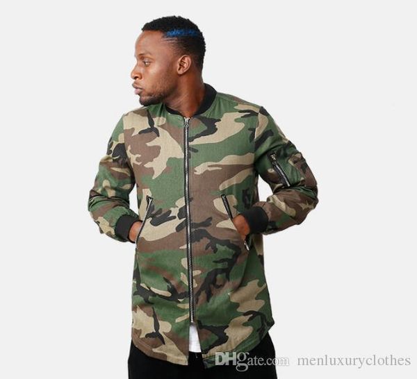

casual street long zipper design coats mens camouflage baseball designer jackets loose, Black;brown