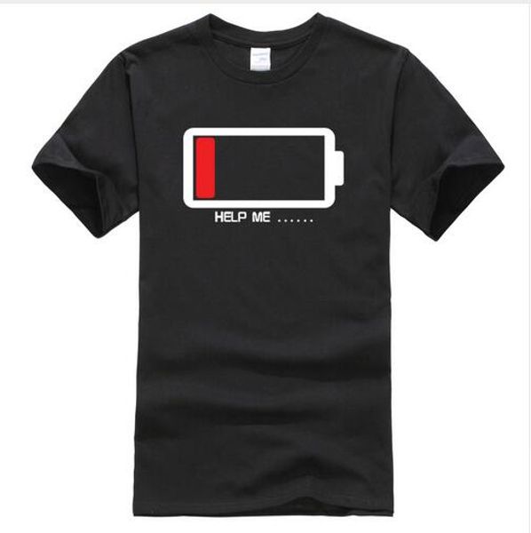 

summer 2019 t-shirt batteries help me funny t shirts 100% cotton men's t-shirts harajuku fitness t shirt men, White;black
