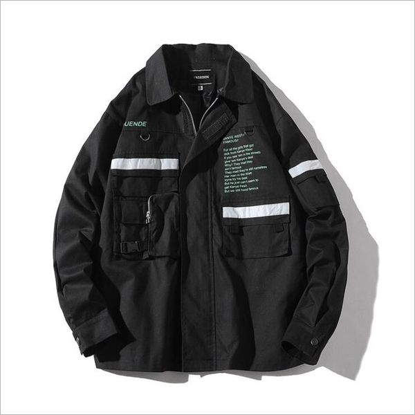 

Hot Sale Brand Autumn Kanye West Jacket Men Black Hip Hop Coat Jeans Coat Tide Couple Polyester Jacket Plus Size S TO 3XL