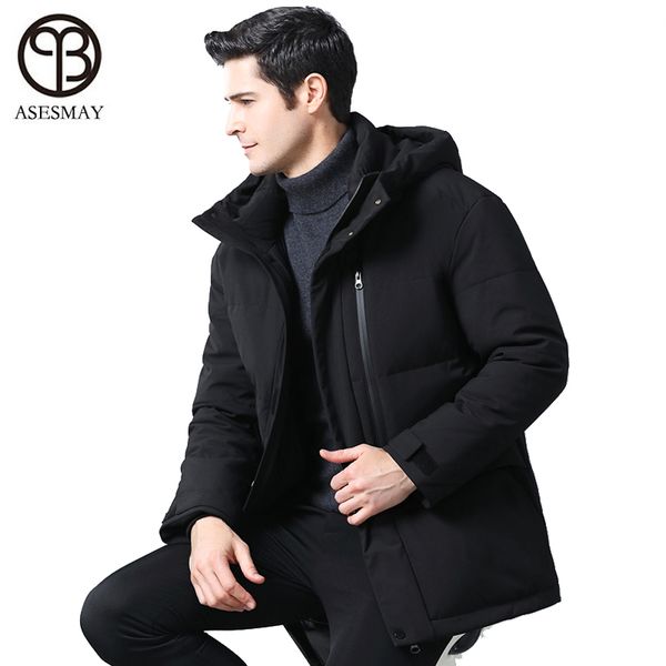 

2019 brand men's long down jacket hooded white duck down jacket men windbreaker winter men snow overcoat long male coat, Black