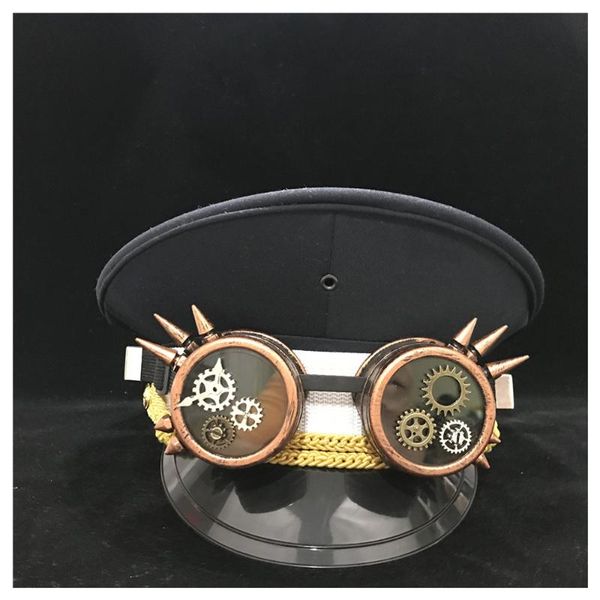 

men hat with gear classes black cotton hat captain guard 3 size, Blue;gray