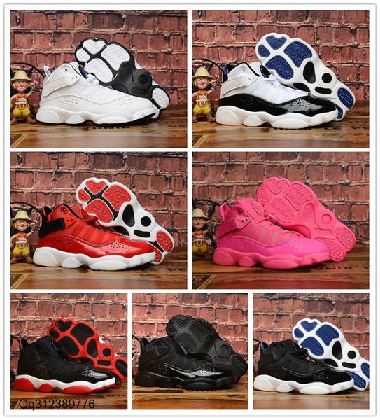 

kids sneaker 6 rings bred pink basketball shoes boys girls chaussures black red white youth baby trainers sneakers