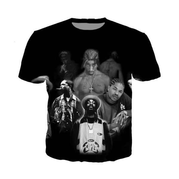 

новые моды для женщин / мужчин певица tupac 2pac лето с короткими рукавами смешно 3d печати футболка повседневная одежда топ тройники k75, White;black