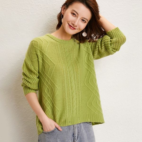 

adishree 2019 woman winter 100% cashmere sweaters and auntmun knitted pullovers warm female thickening o-neck, White;black