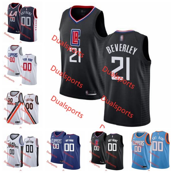 

custom la clippers jersey montrezl 5 harrell patrick 21 beverley paul 13 george louis 23 williams swingman basketball jerseys white blue, Black;red