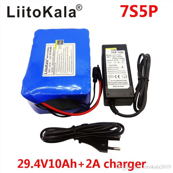 LIITOKALA 24 V 4AH 6AH 8AH 10AH 12AH Bateria 15A BMS 250W 29.4V 10000mAh Battery Pack para motor de cadeira de rodas Energia elétrica vendido por liitok