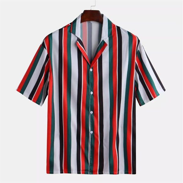 

men summer fashion shirts casual striped shirts short-sleeve men shirt streetwear camiseta rayas blusa masculina, White;black