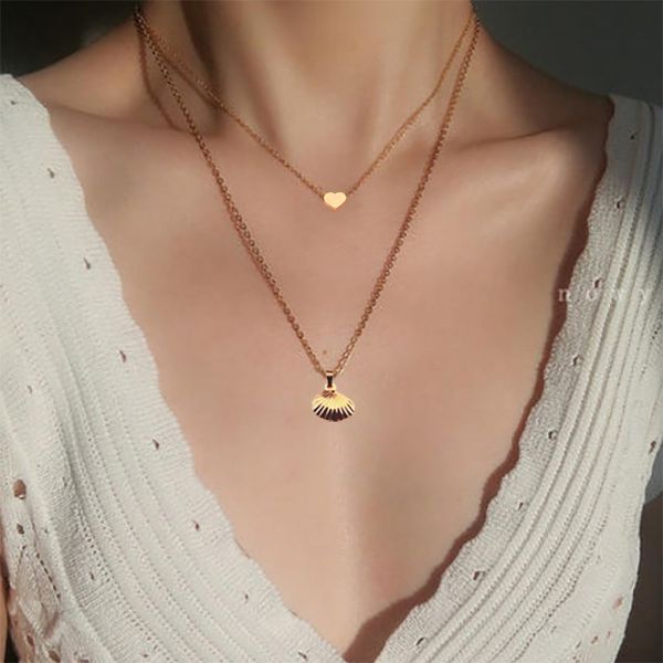 

new fashion gold silver stainless steel tiny heart-shaped dainty personalized initial necklace choker for women pendant jewelry