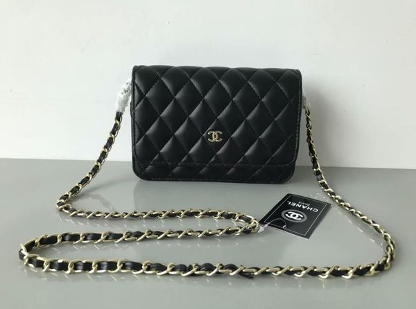 

2018 handbags sheepskin caviar metal chain gold design handbag genuine leather bag flip cover diagonal shoulder bags