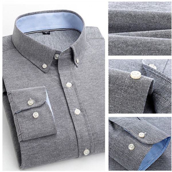 

fashion wild casual oxford spinning men's shirt long sleeve slim youth square collar press solid color shirt with pocket, White;black