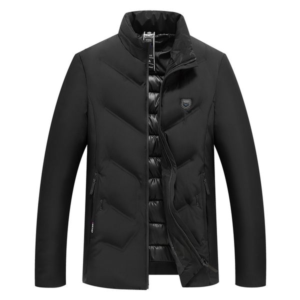

feitong winter jacket men parka fashion autumn casual pocket button thermal leather jacket coat men clothes 2018 parka male, Black