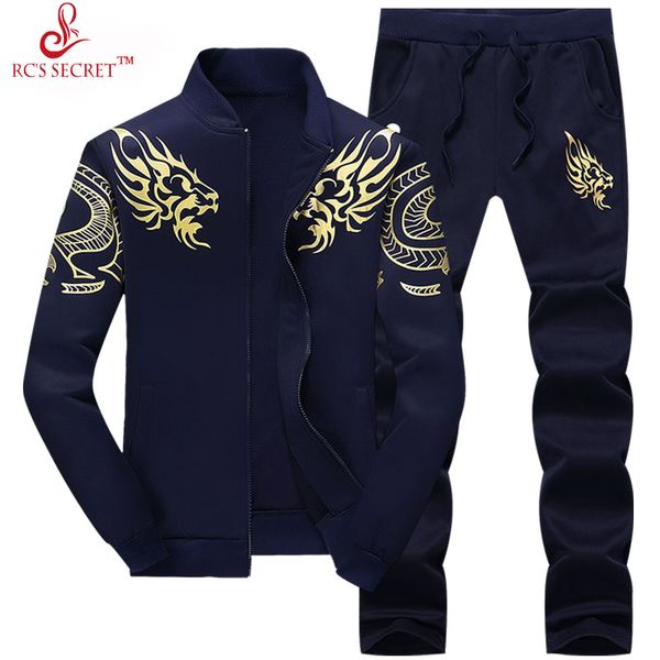 

rc's secret 2017 men winter hoodies sporting set mens sweatshirt blank sportswear hooded hoody men tracksuits 2pcs sportsuit, Black
