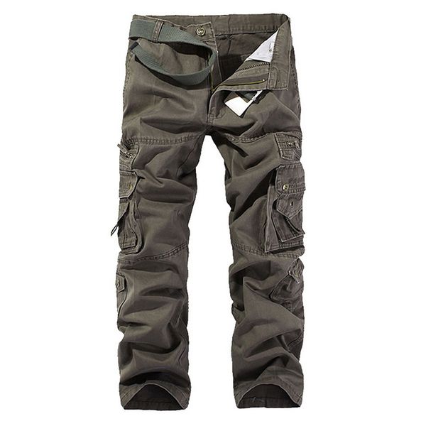 

2020 men's cargo pants casual loose multi pocket military long trousers for men camo joggers plus size, Black