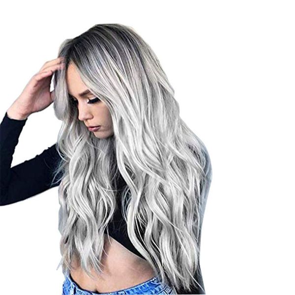 

европейская красота длинные вьющиеся волосы cos окрашенные градиент аниме парик роза интранет химическое волокно парик, Black