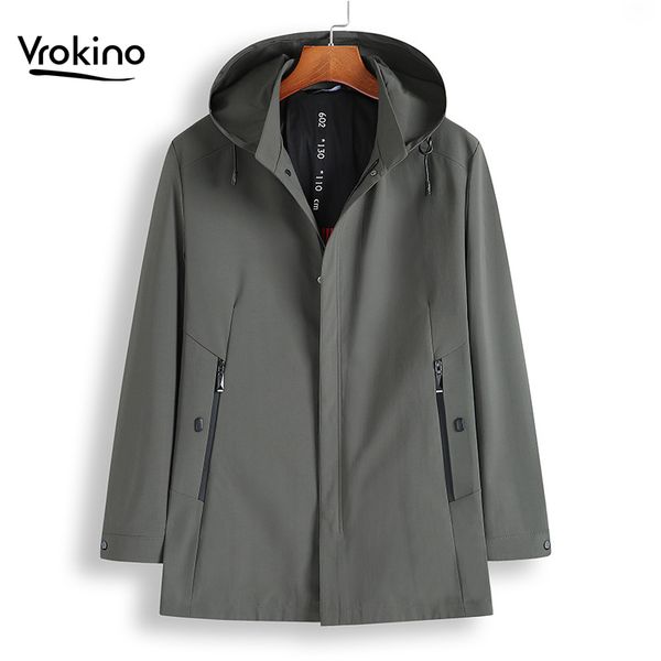 

2019 spring new product large size men's casual loose hooded jacket exquisite quality men's solid color coat male new jacket, Black;brown