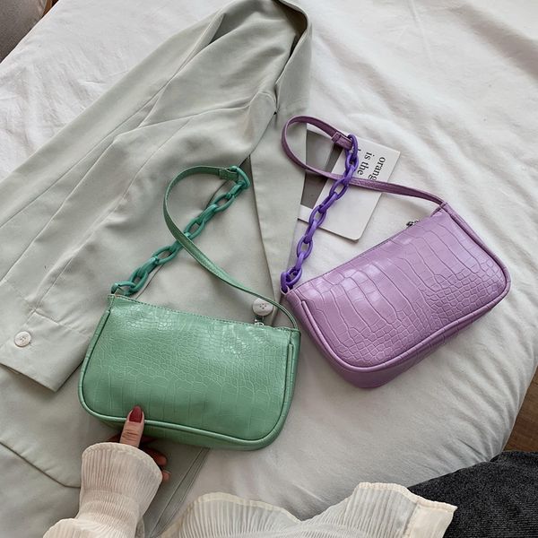 

new small bag female 2020 summer new korean wild shoulder bag crocodile pattern oblique armpit