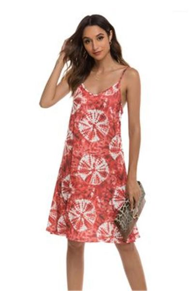 

women dress fashion trend summer sleeveless casual swing dress designer new female clothing sling casual printing, Black;gray