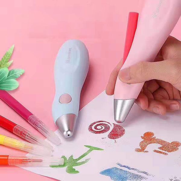 

tenwin 8084 electric airbrush watercolor pen set multi-function color inkjet pen electric spray art 12 colors hand-painted, Black;red