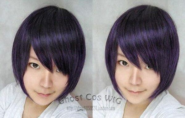 

wig cos fashion hair new short purple black cosplay party wig