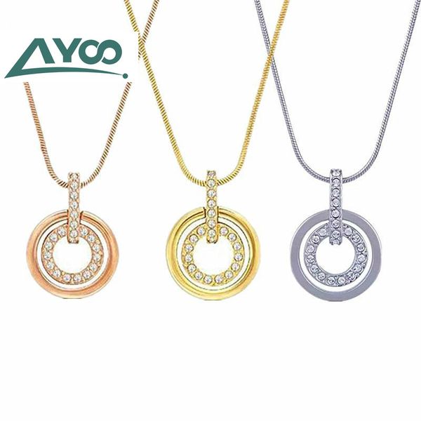 

ayoo swa classic fashion round double round necklace ladies necklace, Silver