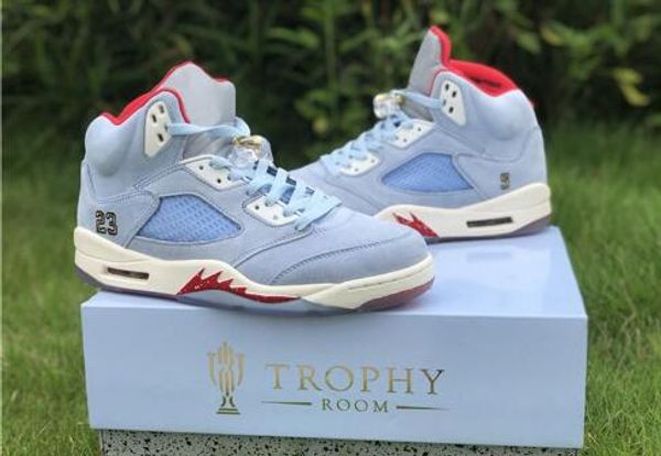 

trophy room x basketball shoes 5 ice blu red shark designer fashion brand sports mens sneakers