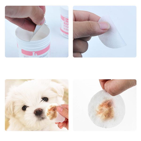 

100pcs/set pet eye wet wipes paper cat dog tear stain remover gentle cleaning wipes grooming cleaning paper towels