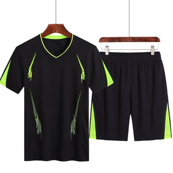 

fitness male tracksuit clothing summer men set fitness suit sporting suits short sleeve t shirt shorts quick drying 2 piece set, Gray