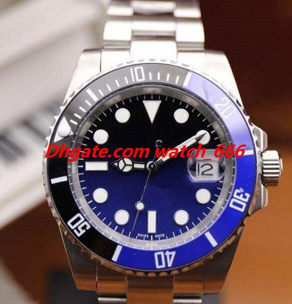 

new version luxury watch black/blue ceramic bezel stainless steel 40mm watch 116610ln calendar automatic fashion men's watches wristwat, Slivery;brown