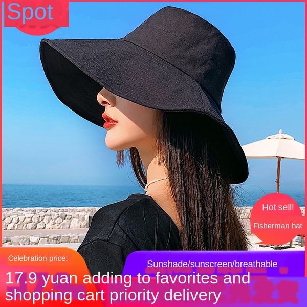 

2020 female summer solid fisherman sun sun color large eaves fisherman sunscreen hat outdoor sunshade hat, Blue;gray