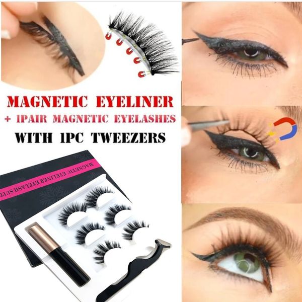 

5 magnet eyelash magnetic liquid eyeliner& magnetic false eyelashes & tweezer set waterproof long lasting eyelash extension