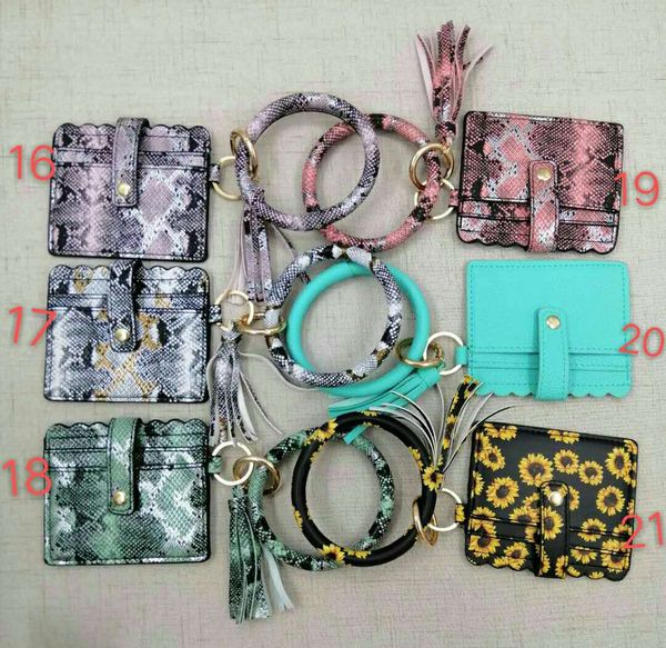 

wholesale tassel bangle keychain leopard cactus serape striped bracelet card case, Golden;silver