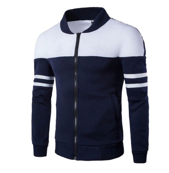

2018 men jackets trench coat autumn warm stand collar striped rib long sleeve, Black