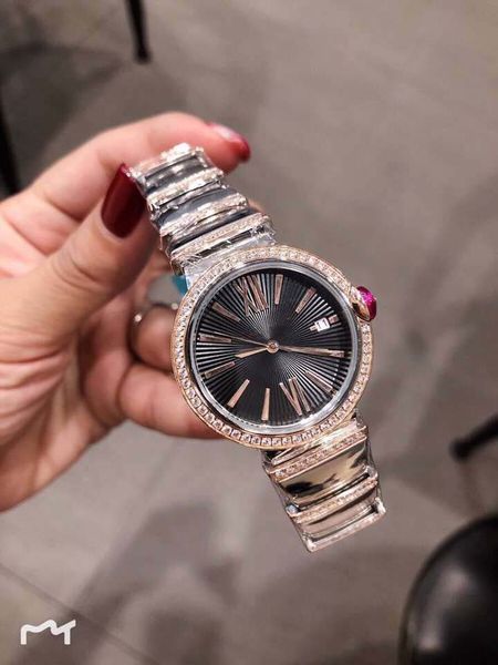 

33 мм кварцевый черный циферблат дата женские часы женские часы 316L корпус из нержа