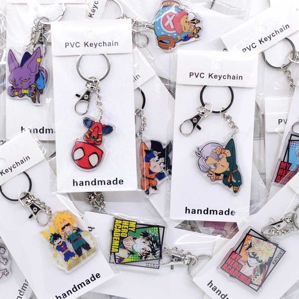 

50pcs/lot cute anime key chain acrylic keychain custom chibi cartoon pendant key accessories, Silver