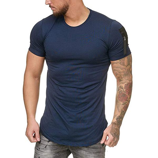 

new fashion brand 2019 t shirt for men o neck zipper sleeves pocket male t-shirt street wear hipster fitness tees, White;black