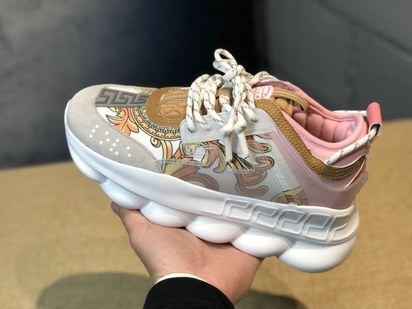 

Chain reaction love neaker port fa hion luxury de igner ca ual hoe trainer lightweight link embo ed ole with du t bag no box