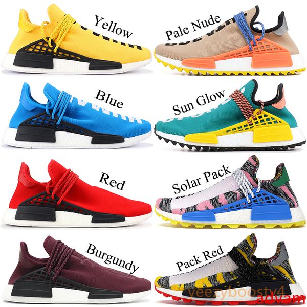 

nmd human race pharrell running shoes solar pack friends and family burgundy men women designer sneakers sport shoes with 36-45