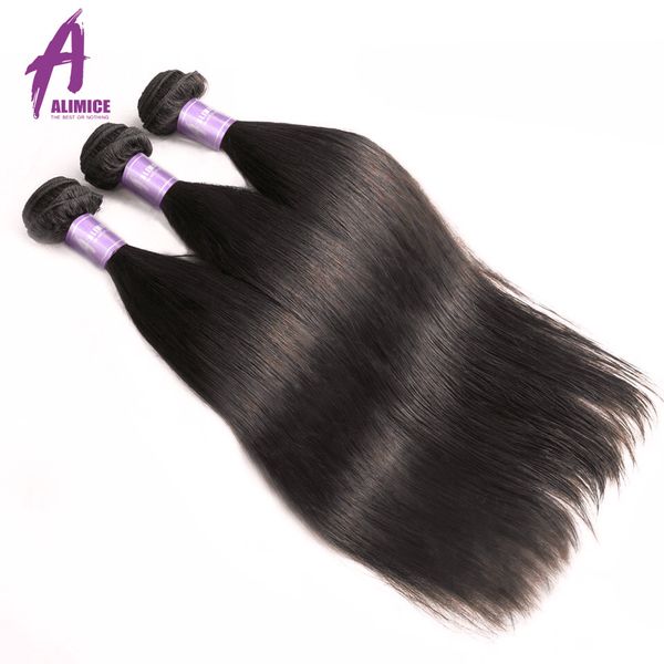 

alimice brazilian straight hair weave bundles 1 piece only can buy 3 or 4 bundles non-remy natural color human hair, Black;brown