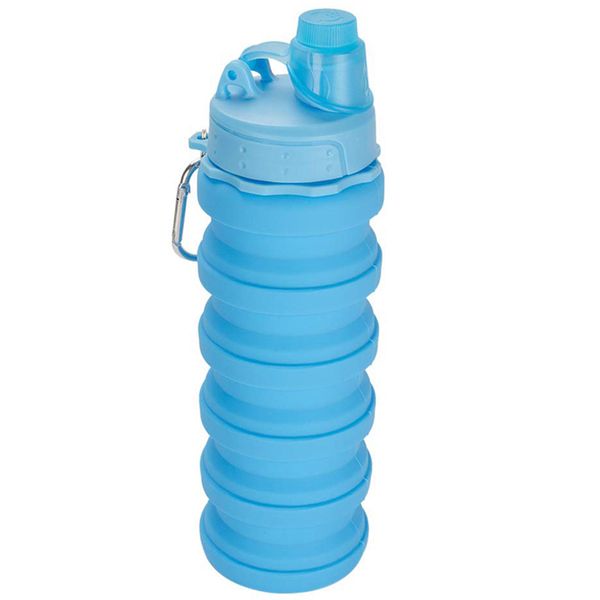 

500ml water bottle silicone foldable travel water bottle set lightweight water bottles designed for travel and outdoor with cara