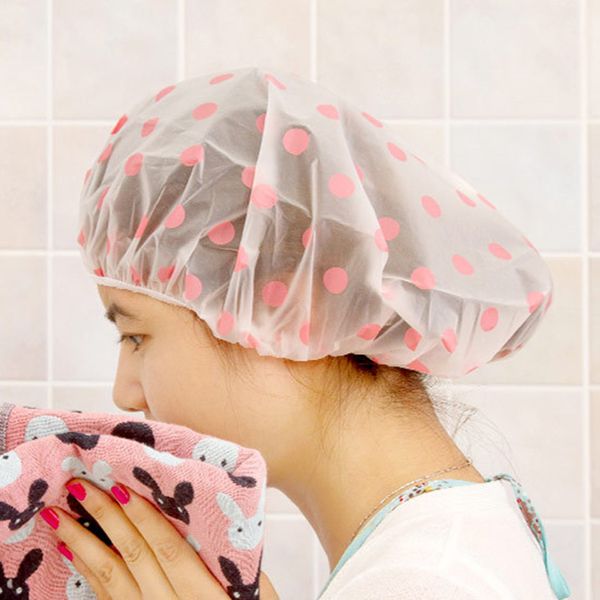 

1pcs waterproof elastic shower cap hat reusable bath head hair cover shower bathing cap women spa bathing accessory
