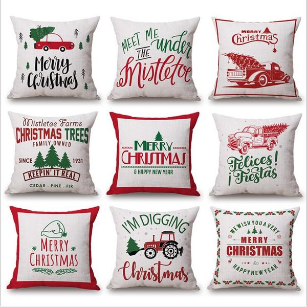 

christmas pillow case xmas letter pillow cover check throw pillow case holiday sofa cushion cover printed pillowslip home decorative dyp6350