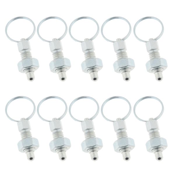 

10 pcs m6 steel spring plunger indexing plungers with pull ring