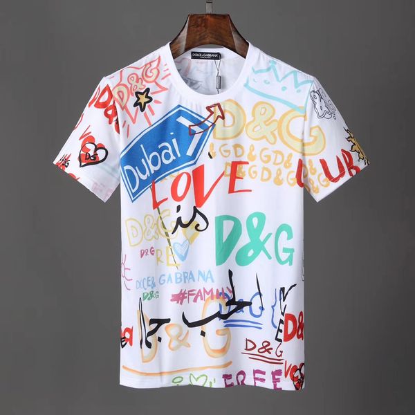 

2019 new product recommended men wear de igner brand t hirt ignature graffiti dg print multi line front and back letter loo e hirt