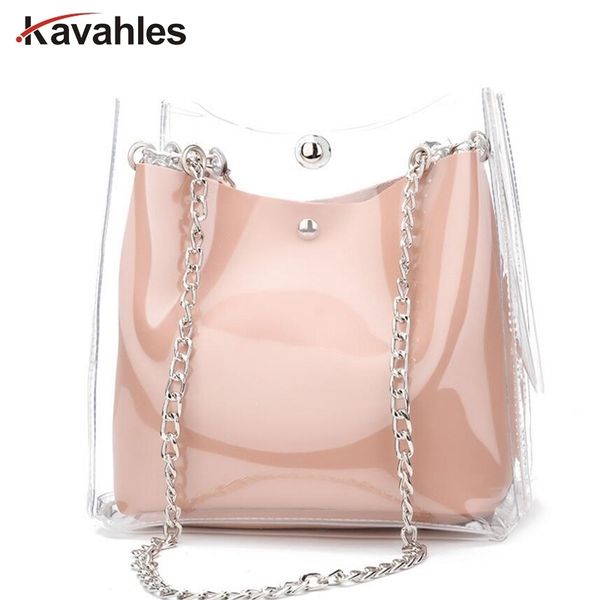 

fashion women transparent bag clear pvc small tote messenger bags laser holographic shoulder bag female lady sac a main lw-50 mx190817