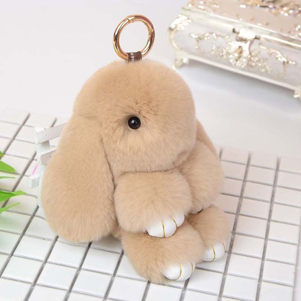 

50pcs rabbit keychain cute fluffy bunny rex genuine rabbitfur key ring pompom toy doll bag charm car holder, Slivery;golden
