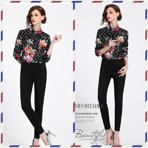 

selling women's spring fall floral print ribbon tie collar blouses shirts elegant office lady slim plus size casual blouses shirts, White